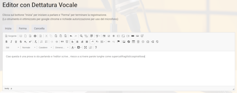 Editor Html con dettatura