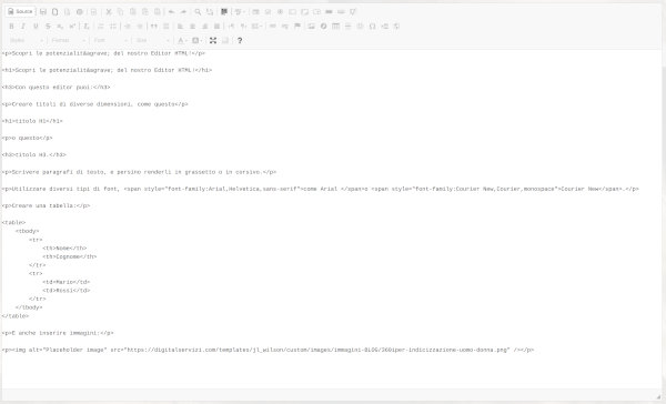 Editor Html Codice