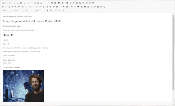 Editor Html testo